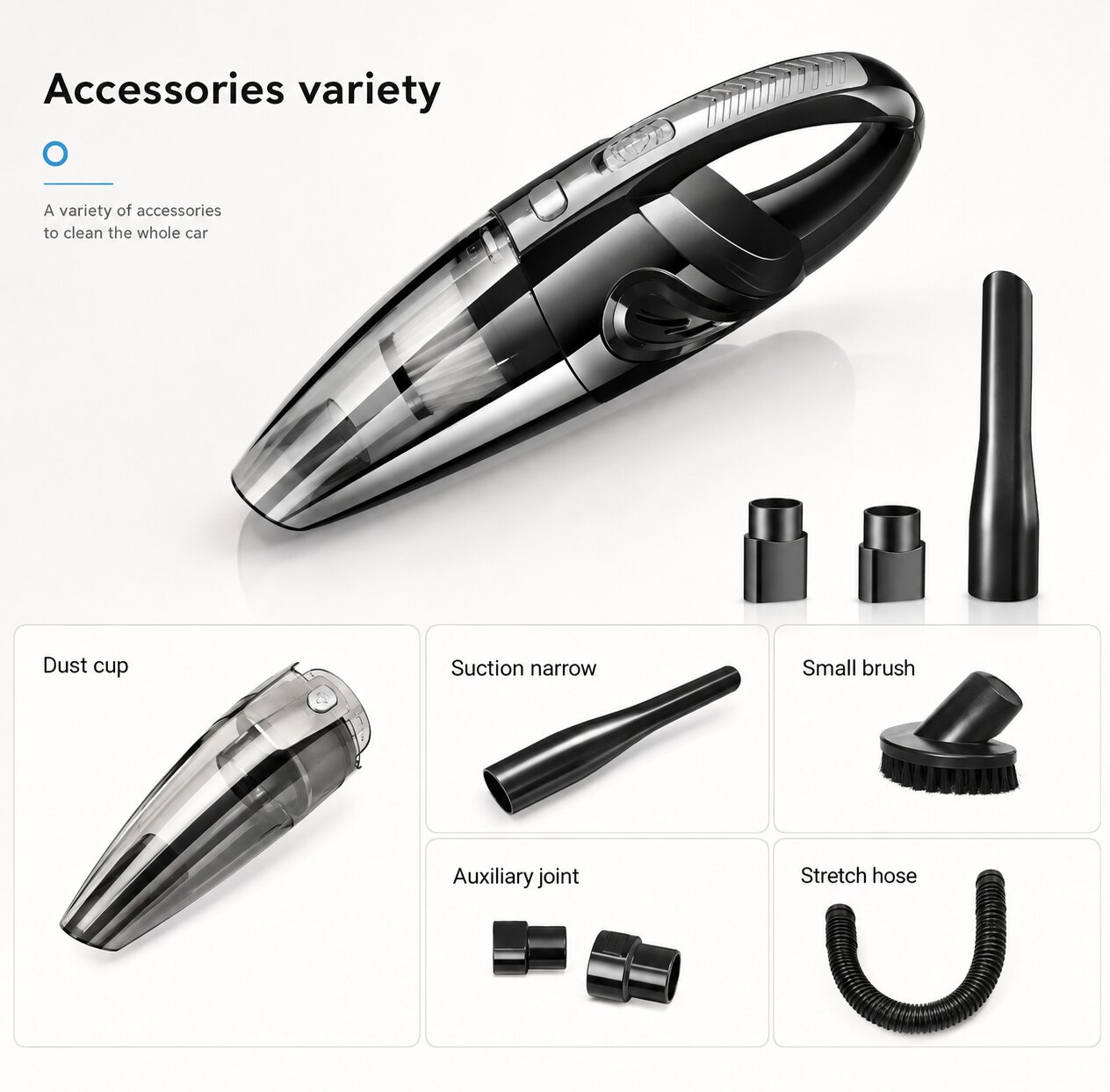 AeroClean Pro Black Silver vacuum accessories variety